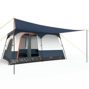 Barara King Outdoor Tent,Portable Camping Shelters,6-8 Person Camping Tent with Double Rooms and 2 Doors-Navy